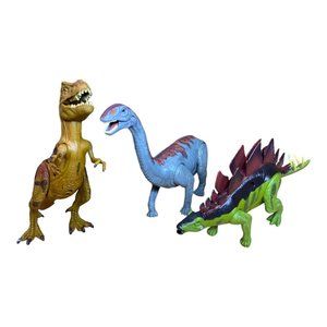 Lot of 3 Kid Galaxy Fully Poseable Lights & Sound Dinosaurs Figures 9"-10"